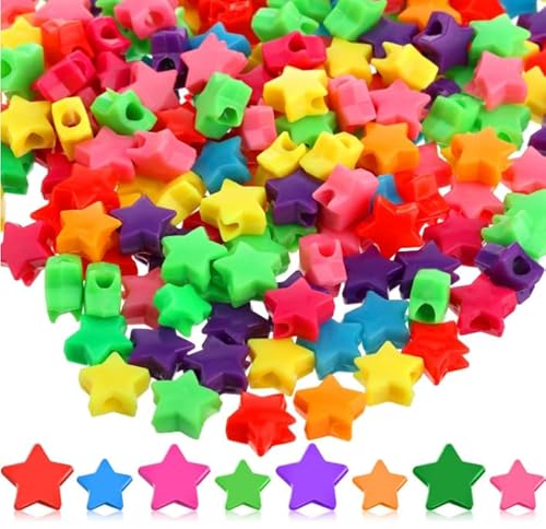 CZAYEFNH 500 Stück Sternform Farben Perlen, Bunte Perlen für Armbänder, Herzen Sterne Perlen zum Auffädeln, für DIY Schmuckherstellung Halskette Regenbogen Armband Halsketten Ohrringe von CZAYEFNH