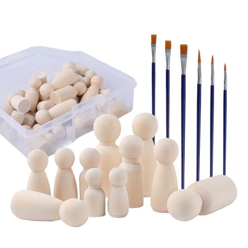 Packung mit 50 Holzfiguren Puppen Unfinished DIY natürlichen Holzfiguren für Malerei für Home Decoration Geburtstag Hochzeit Familie Malerei Handwerk von CZCMYAU