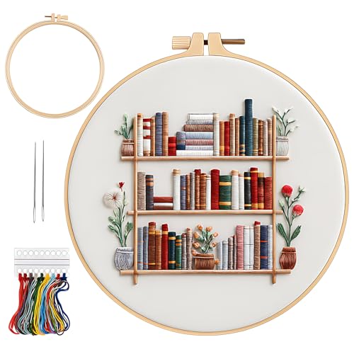 CZFSWT Stickset, Mini-Stickset für Anfänger, komplettes Stickerei-Starter-Set mit Anleitung, 20 cm Bambus-Stickrahmen, geeignet für DIY-Geschenke und Heimdekoration von CZFSWT