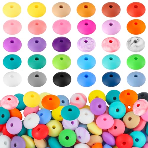 Silikon-Linsenperlen, 12 mm, Gummi-Silikon-Fokal-Perlen, lose Perlen für Schlüsselanhänger, Armbänder, Halsketten, Basteln, bunt, 100 Stück Silikon-Linsenperlen, 12 mm, Gummi-Silikon-Fokal-Perlen, lose Perlen für Schlüsselanhänger, Armbänder, Halsketten, Basteln, bunt, 100 Stück von CZWZ