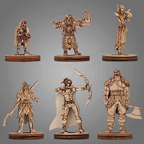 CZYY Fantasy Miniatures 2.5D Holzfiguren, lasergeschnitten, 28 mm Maßstab, 6-teiliges Starter-Set, perfekt für DND und andere Tisch-RPG von CZYY