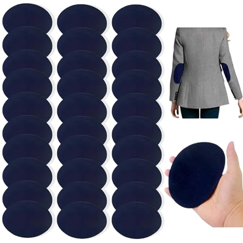 24 Stück Oval Ellenbogen und Knie Patches, Selbstklebende Ellenbogen Flicken, 11 *14cm Oval Flicken zum Aufbügeln, Weich Ellenbogen Knie Patches für Sweatshirt T-Shirt Blusen Tops Zubehör - Saphirblau von CZlinOduMMX