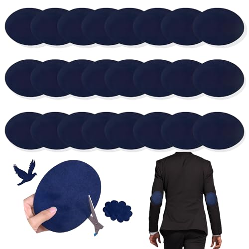 24 Stück Oval Ellenbogen und Knie Patches, Selbstklebende Ellenbogen Flicken, 11 *14cm Oval Flicken zum Aufbügeln, Weich Ellenbogen Knie Patches für Sweatshirt T-Shirt Blusen Tops Zubehör - Saphirblau von CZlinOduMMX