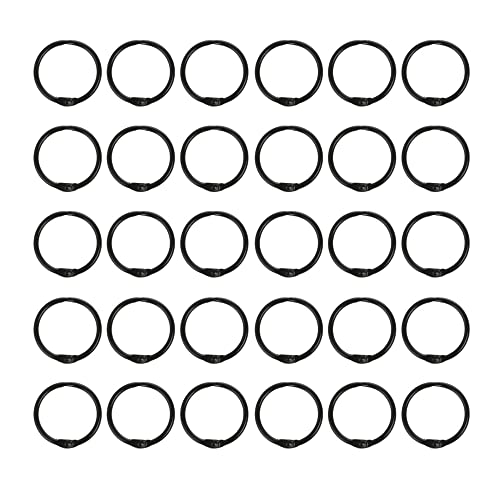 30 Stück Gardinenringe,Buchbinderinge 30mm,Loseblatt Binder Ringe,Metall Buch Ringe,Karteikarten Ring,Schlüsselbund Ringe,für Scrapbook, Duschvorhang Metallklammern,Schwarz von CZlinOduMMX