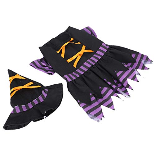 CaCaCook Haltbares Haustierkleidung Halloween Kostüm mit Hut für Hunde, Schwarzes und Lila Kleid mit Goldenen Bändern, für Besondere Anlässe, Leicht zu Tragen und zu Entfernen (S) von CaCaCook