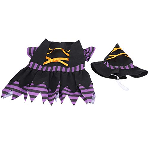 CaCaCook Haltbares Haustierkleidung Halloween Kostüm mit Hut für Hunde, Schwarzes und Lila Kleid mit Goldenen Bändern, für Besondere Anlässe, Leicht zu Tragen und zu Entfernen (Xl) von CaCaCook