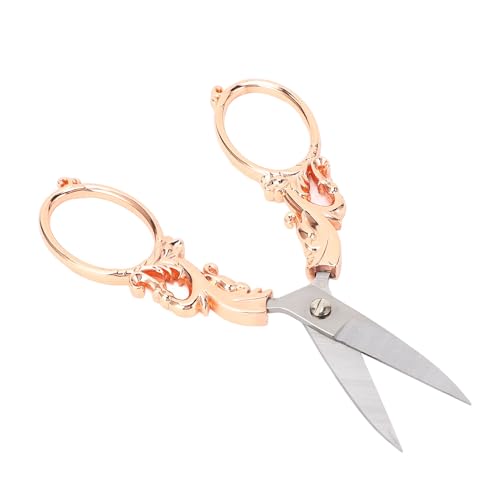 CaCaCook Vintage Europäische Schere Im Europäischen Stil, die mit Ausgezeichnetem Edelstahl Gefertigt Ist, Genaues Schneiden für Kreuznähten, Stricken, Papierschnitt (Roségold) von CaCaCook