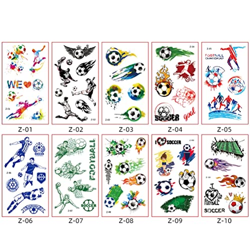 Temporäre Fußball -Tattoos - 10 -teilige Temporary Football Tattoo Kit für Tattoo Aufkleber Fußballparty Geschenke Accessoires Dekorationen Temporäre Fußball -Tattoos - 10 -teilige Temporary Football Tattoo Kit für Tattoo Aufkleber Fußballparty Geschenke Accessoires Dekorationen von CaCaCook
