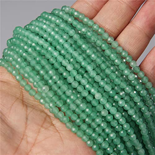2/3 mm facettierte Perle Naturstein Perlen Facted Green Spacer lose Perlen für die Schmuckherstellung Halskette Armband DIY-1 Aventurin, 3mm über 130 Stück von CaDoes
