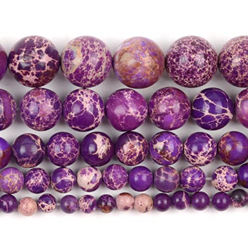4/6/8/10mm Natural Colorful Sea Sediment Jaspers Turquoises Stone Round Spacer Beads for Jewelry Making DIY Bracelet Handmade-Purple,8mm 45 to 46pcs von CaDoes
