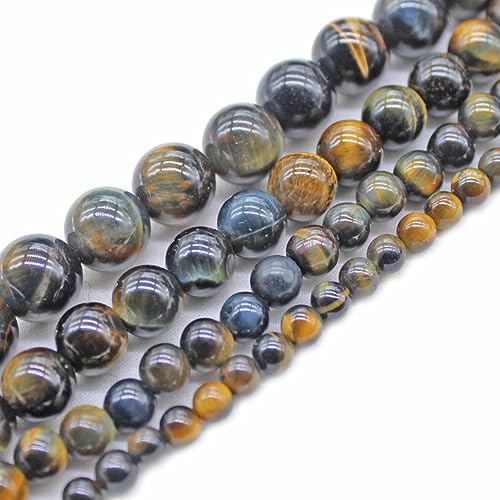 4-12 mm Natürliche Gelb Blau Tigerauge Stein Runde lose Perlen für die Schmuckherstellung Armband Halskette DIY-8mm 46 Stück Perlen von CaDoes