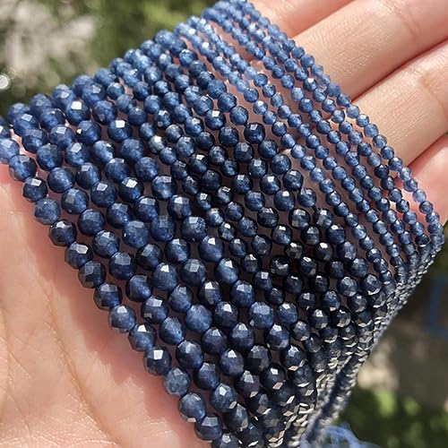 Natürliche dunkelblaue Saphir-Steinperlen Mikrofacettierte kleine runde lose Perlen für DIY-Schmuckherstellung Armbandzubehör-Saphir, 2 mm 170 Stück von CaDoes