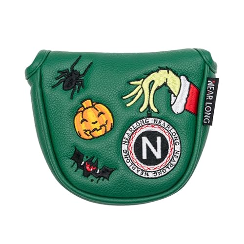 CaFfen Golf SchläGerkopfhüLlen Golfschläger-Abdeckung, Golfschläger-Abdeckung, Multi-Style-Farbmuster, Magnetverschluss, Golfschläger-Abdeckung, Golfzubehör GolfschläGer Hauben(Mallet Pumpkin) von CaFfen