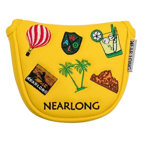CaFfen Golf SchläGerkopfhüLlen Golfschläger-Abdeckung, Golfschläger-Abdeckung, Multi-Style-Farbmuster, Magnetverschluss, Golfschläger-Abdeckung, Golfzubehör GolfschläGer Hauben(Mallet Yellow) von CaFfen
