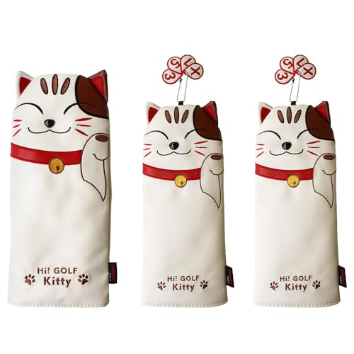 Golf SchläGerkopfhüLlen Golf Headcover Golf Head Cover for Driver Fairway Hybrid Putter PU Leder Protector Magnetverschluss GolfschläGer Hauben(1 Set 135) von CaFfen