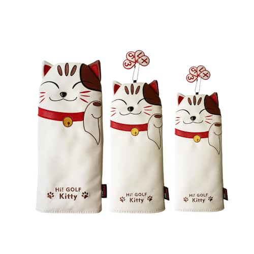 Golf SchläGerkopfhüLlen Golf Headcover Golf Head Cover for Driver Fairway Hybrid Putter PU Leder Protector Magnetverschluss GolfschläGer Hauben(13UT) von CaFfen