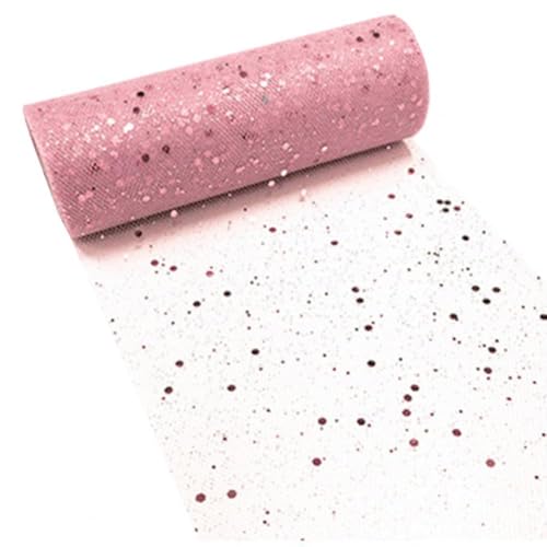 TüLl 2 Rollen 9,1 m Glitzer-Pailletten-Tüllrolle, sechseckige Pailletten, glänzende DIY-Spitze, glitzernder Glitzer-Tüll, Party-Hochzeitsdekoration TüLl Meterware(Pink) von CaFfen
