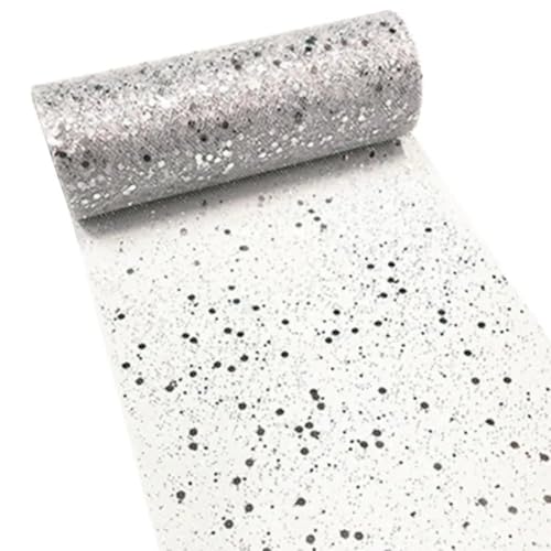 TüLl 2 Rollen 9,1 m Glitzer-Pailletten-Tüllrolle, sechseckige Pailletten, glänzende DIY-Spitze, glitzernder Glitzer-Tüll, Party-Hochzeitsdekoration TüLl Meterware(WHITE) von CaFfen