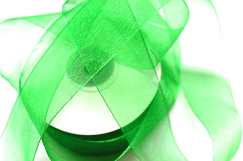 CaPiSo® 25m Organza -Schleifenband in 4 cm Breite 40mm mit Webkante Geschenkband Organzaband Dekorationsband Dekoband Hochzeit Grün von CaPiSo