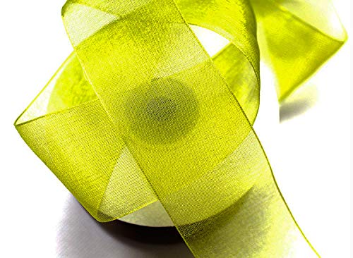 CaPiSo® 25m Organza -Schleifenband in 4 cm Breite 40mm mit Webkante Geschenkband Organzaband Dekorationsband Dekoband Hochzeit Olivgrün von CaPiSo