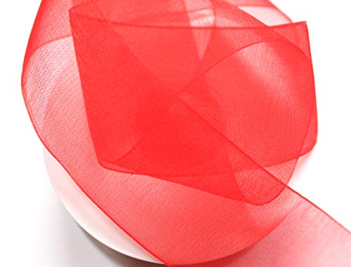 CaPiSo® 25m Organza -Schleifenband in 4 cm Breite 40mm mit Webkante Geschenkband Organzaband Dekorationsband Dekoband Hochzeit Rot von CaPiSo