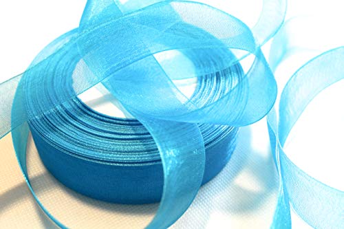 CaPiSo 45m Organza 40mm Breite 4cm Organzaband Schleifenband Geschenkband Organza Hochzeit Weihnachten (Eisblau) von CaPiSo