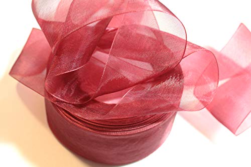 CaPiSo 45m Organza 40mm Breite 4cm Organzaband Schleifenband Geschenkband Organza Hochzeit Weihnachten (Bordeaux) von CaPiSo