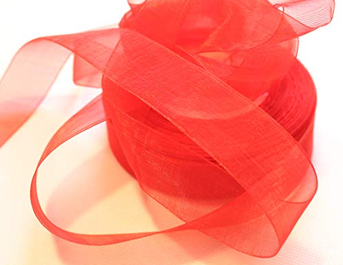 CaPiSo 45m Organza 40mm Breite 4cm Organzaband Schleifenband Geschenkband Organza Hochzeit Weihnachten (Rot) von CaPiSo