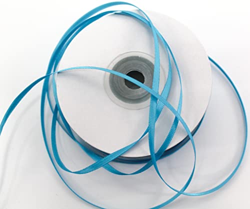 CaPiSo 100m Doppelseitig 3mm Satinband Glänzend Premium-Qualität Satin Schleifenband Fließend schmales Dekoband Geschenkband doppelseitig (Eisblau, 100m3mm) von CaPiSo