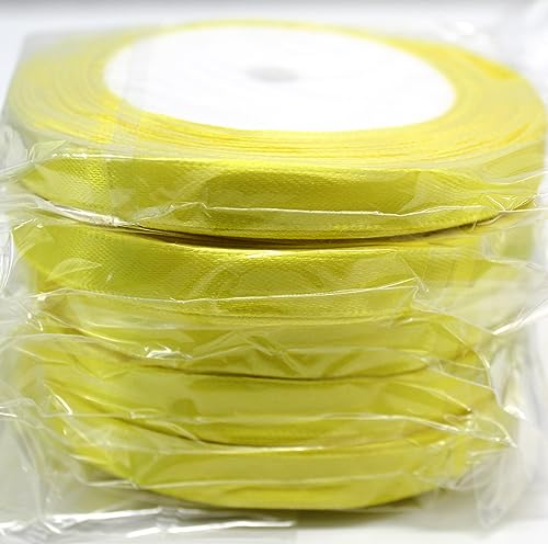 CaPiSo 100m Satinband 10mm für Schleife Stoffband Geschenkband Schleifenband Geschenkschleife (Zitronengelb) von CaPiSo