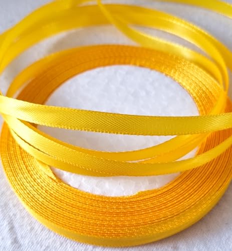 CaPiSo 100m Schleifenband 6mm Geschenkband Stoffband Dekoband Dekoration Hochzeit Glückwünsche Weihnachten (5x20m, Gelb) von CaPiSo
