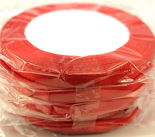 CaPiSo 100m Schleifenband 6mm Geschenkband Stoffband Dekoband Dekoration Hochzeit Glückwünsche Weihnachten (5x20m, Rot) von CaPiSo