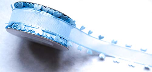 CaPiSo 10m Organza 25mm mit Herz Geschenkband Herzen Dekoband Herzband Organzaband Hochzeit Weihnachten (Hellblau) von CaPiSo