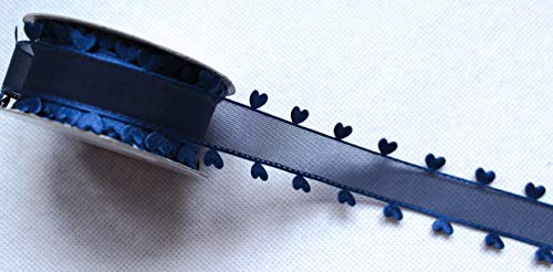 CaPiSo 10m Organza 25mm mit Herz Geschenkband Herzen Dekoband Herzband Organzaband Hochzeit Weihnachten (Nachtblau) von CaPiSo