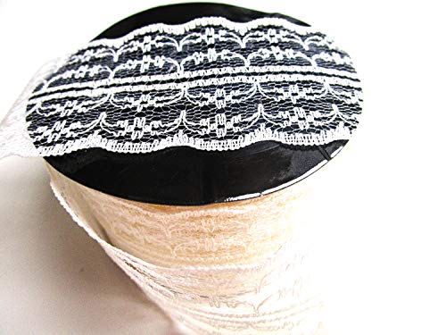 CaPiSo 10m Spitze Geschenkband Spitzenband Spitzenbordüre Dekoband Zierband Dekostoff45mm breit (Creme) von CaPiSo