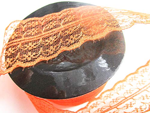 CaPiSo 10m Spitze Geschenkband Spitzenband Spitzenbordüre Dekoband Zierband Dekostoff45mm breit (Orange) von CaPiSo