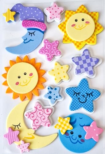 CaPiSo 12 Stück Baby Große Sticker Stabiler Schaumstoff Babydekoration Babygeschenk Junge Mädchen Gelb Rosa Blau von CaPiSo