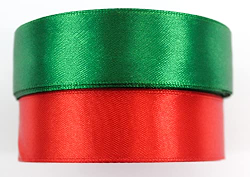 CaPiSo 2 Rollen je 22m Satinband 25mm Geschenkband Dekoband Hochzeit Weihnachten (Rot-Grün) von CaPiSo