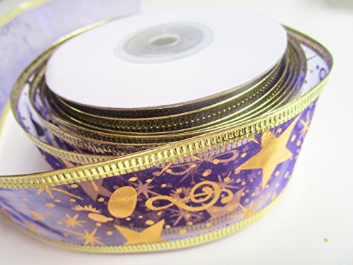 CaPiSo 20m Schleifenband 25mm Geschenkband mit Sternen Glitzer Weihnachten (Kleine Sterne Lila) von CaPiSo