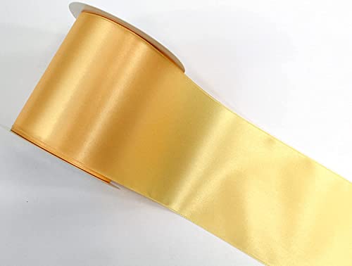 CaPiSo 22m Satinband 100 mm Schleifenband 10cm Breite Geschenkband Tischläufer Dekoband Dekoration Weihnachten Hochzeit (Helles Gold, 22m) von CaPiSo