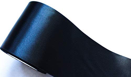 CaPiSo 22m Satinband 100 mm Schleifenband 10cm Breite Geschenkband Tischläufer Dekoband Dekoration Trauerband Trauerdeko Grabdekoration (Schwarz, 22m) von CaPiSo