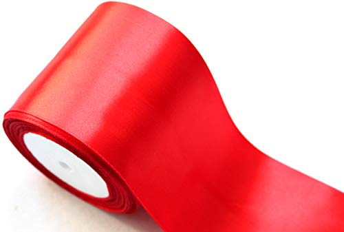 CaPiSo 22m Satinband 100 mm Schleifenband 10cm Breite Geschenkband Tischläufer Dekoband Dekoration Weihnachten Hochzeit: Rot von CaPiSo