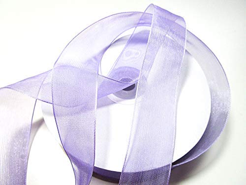 CaPiSo 25 m Organza -Schleifenband ohne Draht in 2,5 cm Breite 25mm mit Webkante (Flieder) von CaPiSo