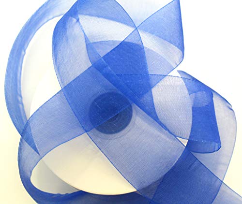 CaPiSo 25m Organza -Schleifenband in 4 cm Breite 40mm mit Webkante Geschenkband Organzaband Dekorationsband Dekoband Hochzeit (Blau, 25m 40mm) von CaPiSo