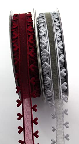 CaPiSo 2x10m Organza 15mm mit Herz Geschenkband Herzen Dekoband Herzband Organzaband Hochzeit Weihnachten Silber-Bordeaux CaPiSo 2x10m Organza 15mm mit Herz Geschenkband Herzen Dekoband Herzband Organzaband Hochzeit Weihnachten Silber-Bordeaux von CaPiSo