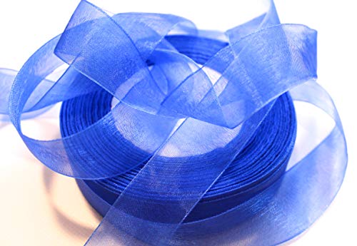 CaPiSo 45m Organza 25mm Breite 2,5cm Organzaband Schleifenband Geschenkband Dekoband Dekoration Deko Hochzeit Weihnachten (Blau, 45m) von CaPiSo