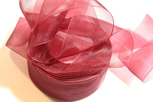 CaPiSo 45m Organza 50mm Breite 5cm Organzaband Schleifenband Geschenkband Organza (Bordeaux, 45m) von CaPiSo