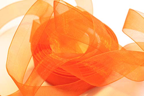CaPiSo 45m Organza 50mm Breite 5cm Organzaband Schleifenband Geschenkband Organza (Orange, 45m) von CaPiSo