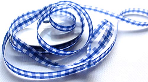 CaPiSo 50m 10mm Karoband Vichy Geschenkband Landhaus Schleifenband Vichykaro Dekoband (Großes Karo Dunkelblau, 50m 10mm) von CaPiSo
