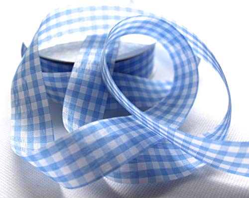 CaPiSo 50m Karoband 40mm Vichy Geschenkband Landhaus Schleifenband Vichykaro Dekoband (Hellblau) von CaPiSo